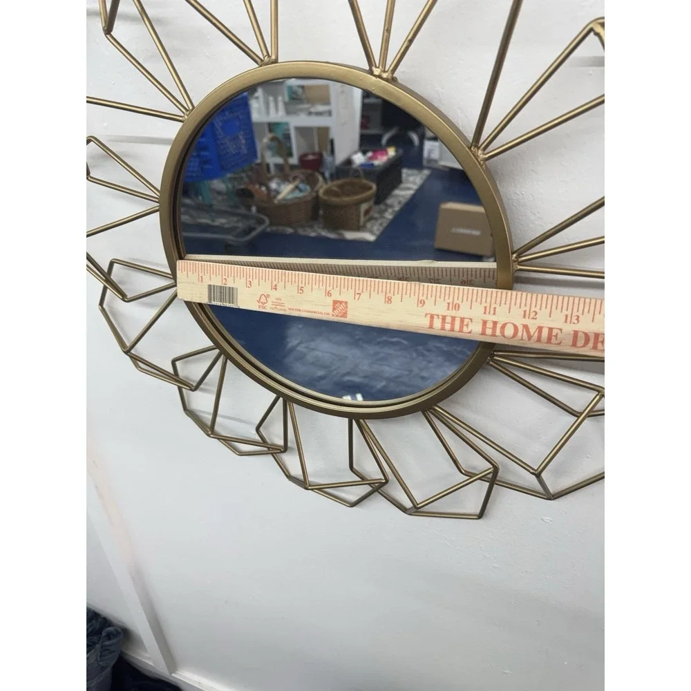 Gold Metal Geometrical Shaped Mirror‎ 22x23x2